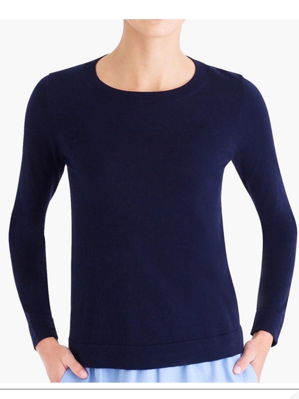 J.Crew Teddie 100% Cotton Crewneck Sweater Shirt Navy Blue Small